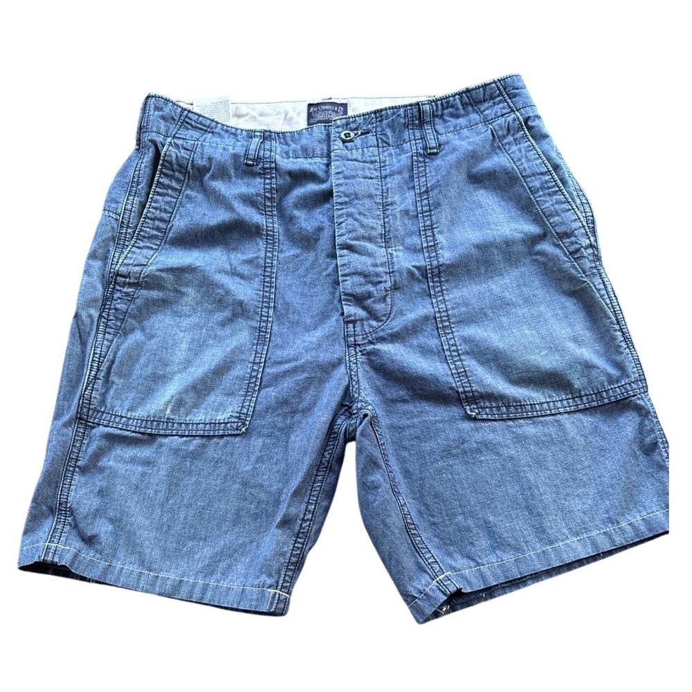 Levi Strauss Mens Blue Denim Utility Shorts Cotton Button Fly Size 32 Waist